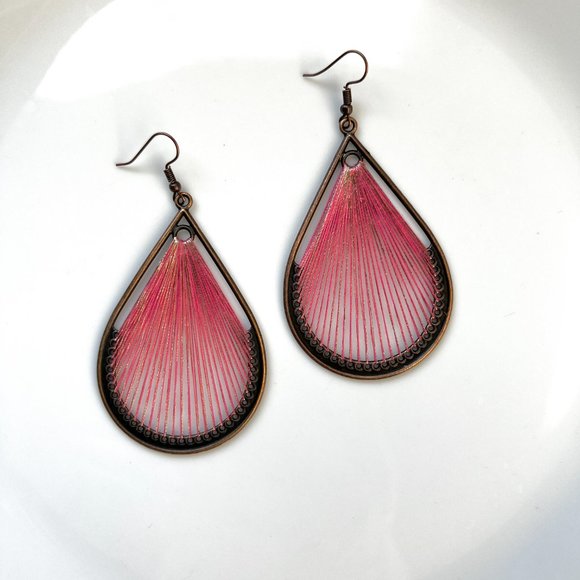 NEW "Dew" Bronze Earrings (Pink) - Picture 4 of 6